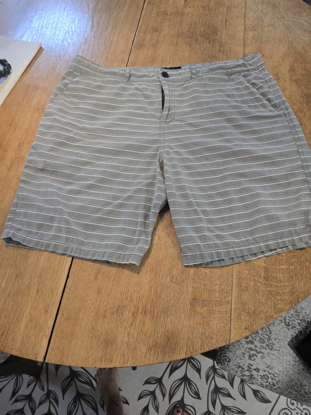 Men's Gray Striped Flat Front Shorts